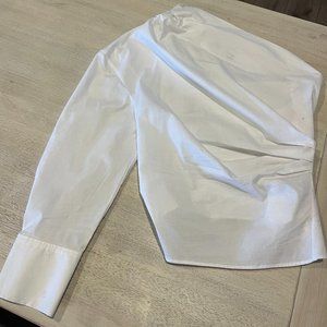 Zara White One-Sleeve Blouse - Sz M